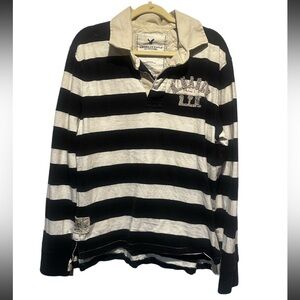 Vintage 90s American Eagle polo long sleeve ruby shirt striped sz L